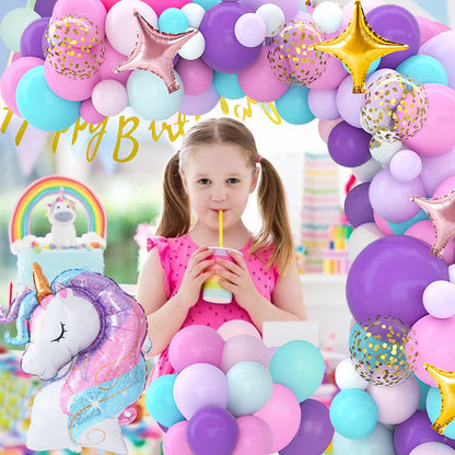 Rainbow Unicorn Balloons Garland Arch Kit Unicorn Birthday Party Decor Kids Wedding Birthday Supplies Baby Shower Latex Balloons