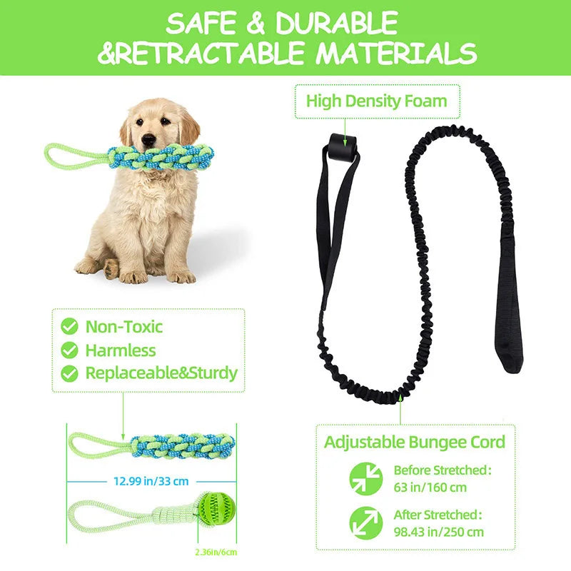 Interactive Dog Toy Spring Rope Dogs Outdoor and Indoor Hanging Pull Rope Ball Bite Resistant Chew Toys Training Pet Accessories