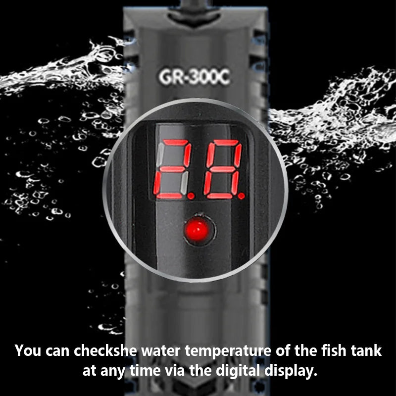 500W Fish Tank Heater Rod Red Parrot Non-explosive Glass Digital Display Aquarium Thermostat Automatic For Heating Water Tanks