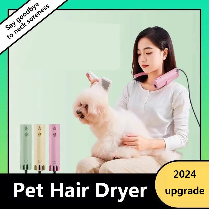 2024 Upgrade Pet hair dryer neck hanging portable high-power silent energy-saving beauty hair pulling machine