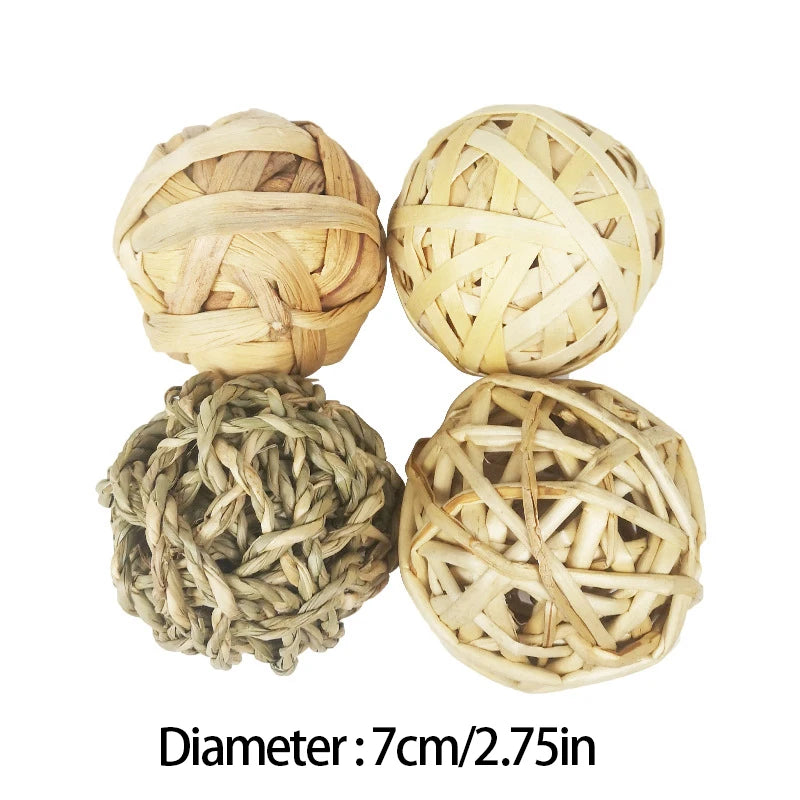 7CM Chewing Braided Ball Guinea Pig Rabbit Hamster Small Animal Play Pet Interactive Chew Toy