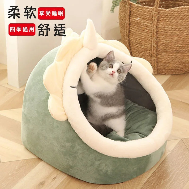 Deep Sleep Cat Bed Cartoon Pet Foldable Removable Washable Pet Sleeping Bed for Small Dog Mat Bag Cave Cats Bed