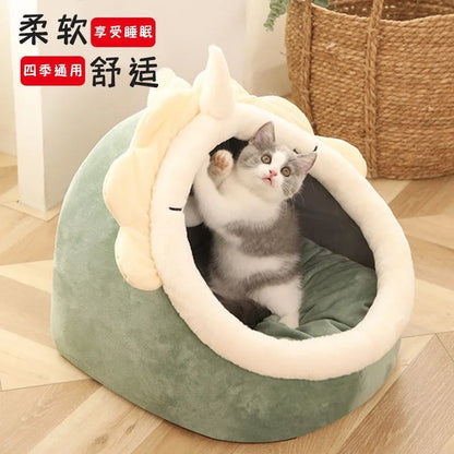 Deep Sleep Cat Bed Cartoon Pet Foldable Removable Washable Pet Sleeping Bed for Small Dog Mat Bag Cave Cats Bed