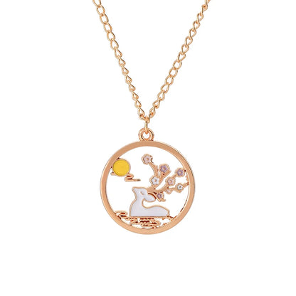 Cute Cat Bunny Sika Deer Necklace for Women Kids Fashion Cartoon DIY Animal Pendant Necklace Party Jewelry Accessories Gift