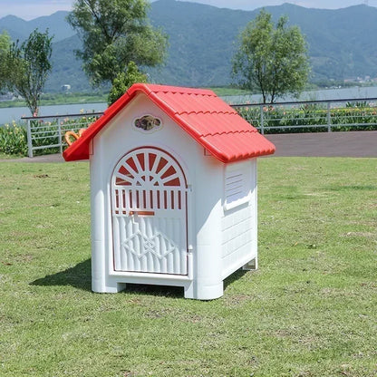 Outdoor Plastic Dog Kennel – Rainproof, Ventilated, Detachable