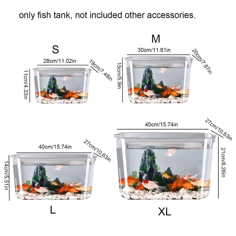 Transparent Explosion-proof Plastic Fish Tank Fall Prevention PET Desktop Goldfish Bowl Small Ecological Water Tank