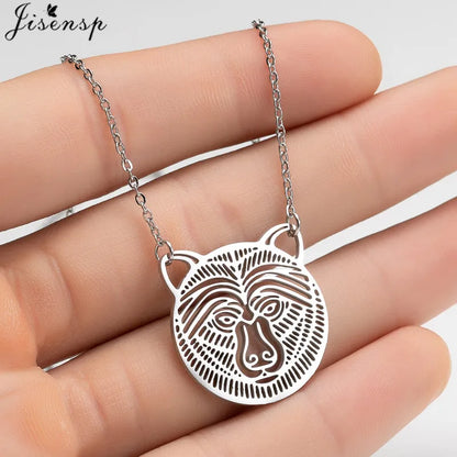 Stainless Steel Origami Cat Necklaces Lovely Animal Kitten Jewelry Cat on the Moon Pendant Necklace Women Bijoux Collane