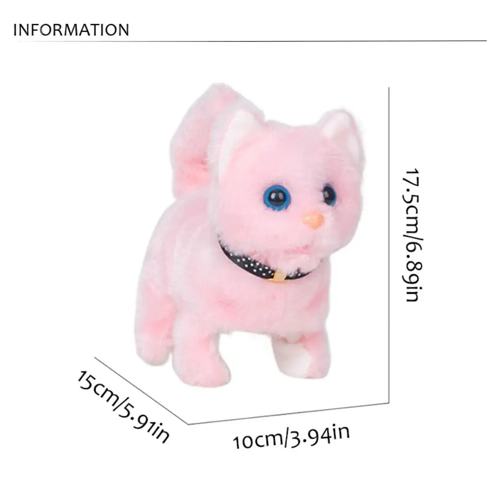 New Walking Kitty Plush Toy Electric Interactive Cat Stuffed Animal Meowing Tail Wagging Head Nodding Cat Pet Toy For Kids Gift