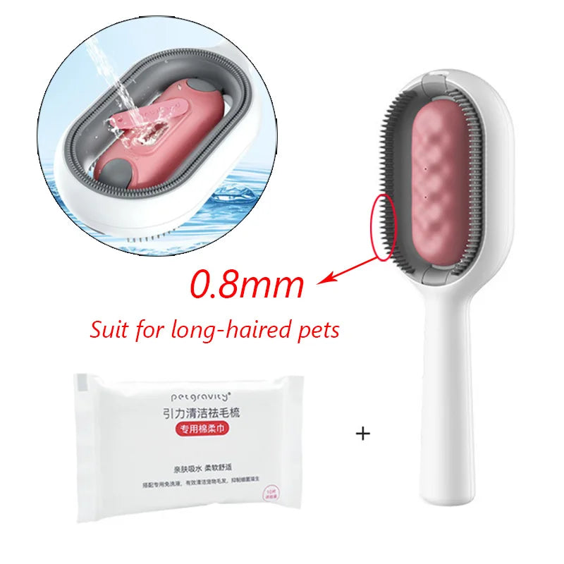 Double Sided Hair Removal Brushes for Cat Dog Pet Grooming Comb with Wipes Kitten Brush gato accesorios artículos para mascotas