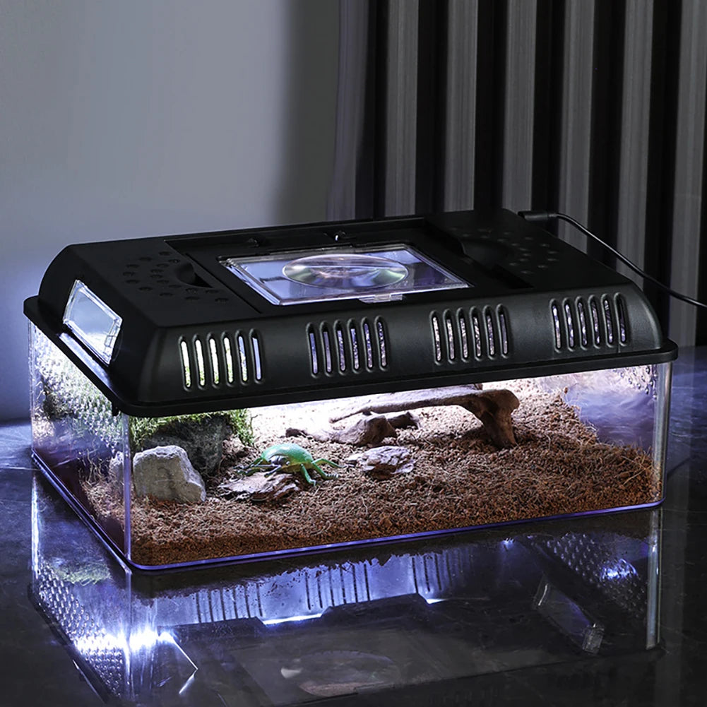 Portable Terrarium Reptile Box For Snake Reptile Tank Terrarium With Adjustable Glass For Amphibians Feeder Insects Reptiles