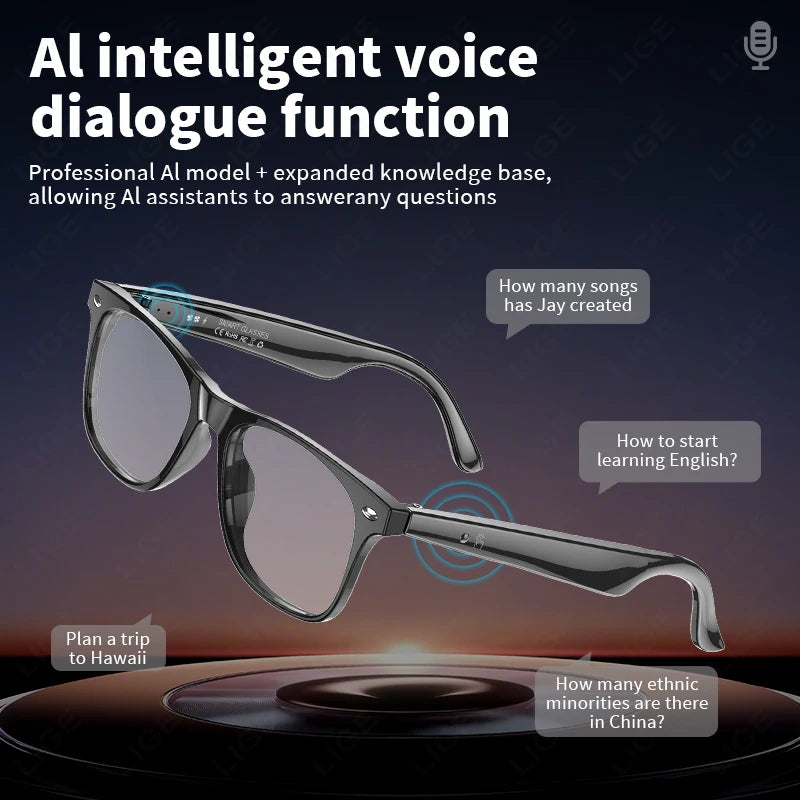 Smart Glasses Camera Remote Shoot Bluetooth Call Music Stereo Mic Men Touch Sunglasses AI Voice Assistant For Android IOS Phone