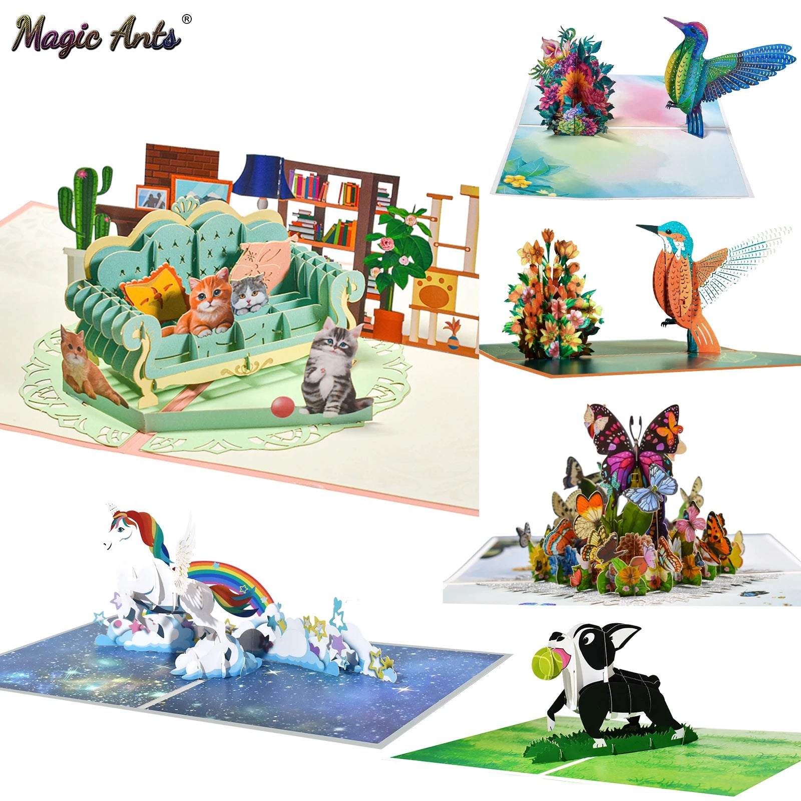 3D Animals Pop up Card Birthday Greeting Card Butterfly