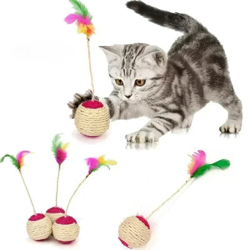 Pet Toys Sisal Scratching Ball Training Interactive Toy for Kitten Pet Supplies Feather Toy Cat Toys Interactive