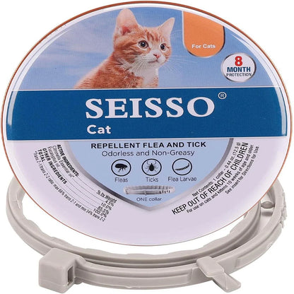 SEISSO Antiparasitic Collar for Dogs 8 Months of Protection Collar Protects Dogs and Cats from Fleas  Lice Mosquitoes Larvae