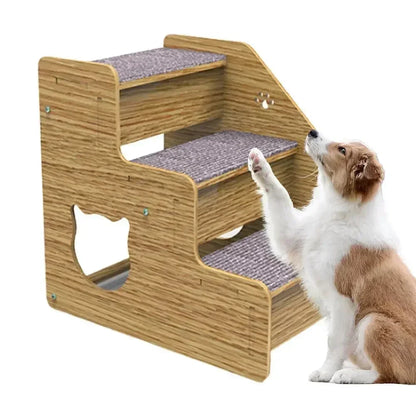 3-Tier Wooden Pet Steps with Non-Slip Surface, Perfect for Small Dogs & Cats to Access Couches and Beds Safely