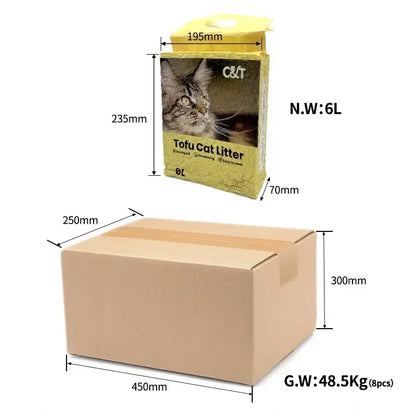 English tofu cat litter deodorizing, dust-free, clumping, compact cat litter factory 6L pack7.5
