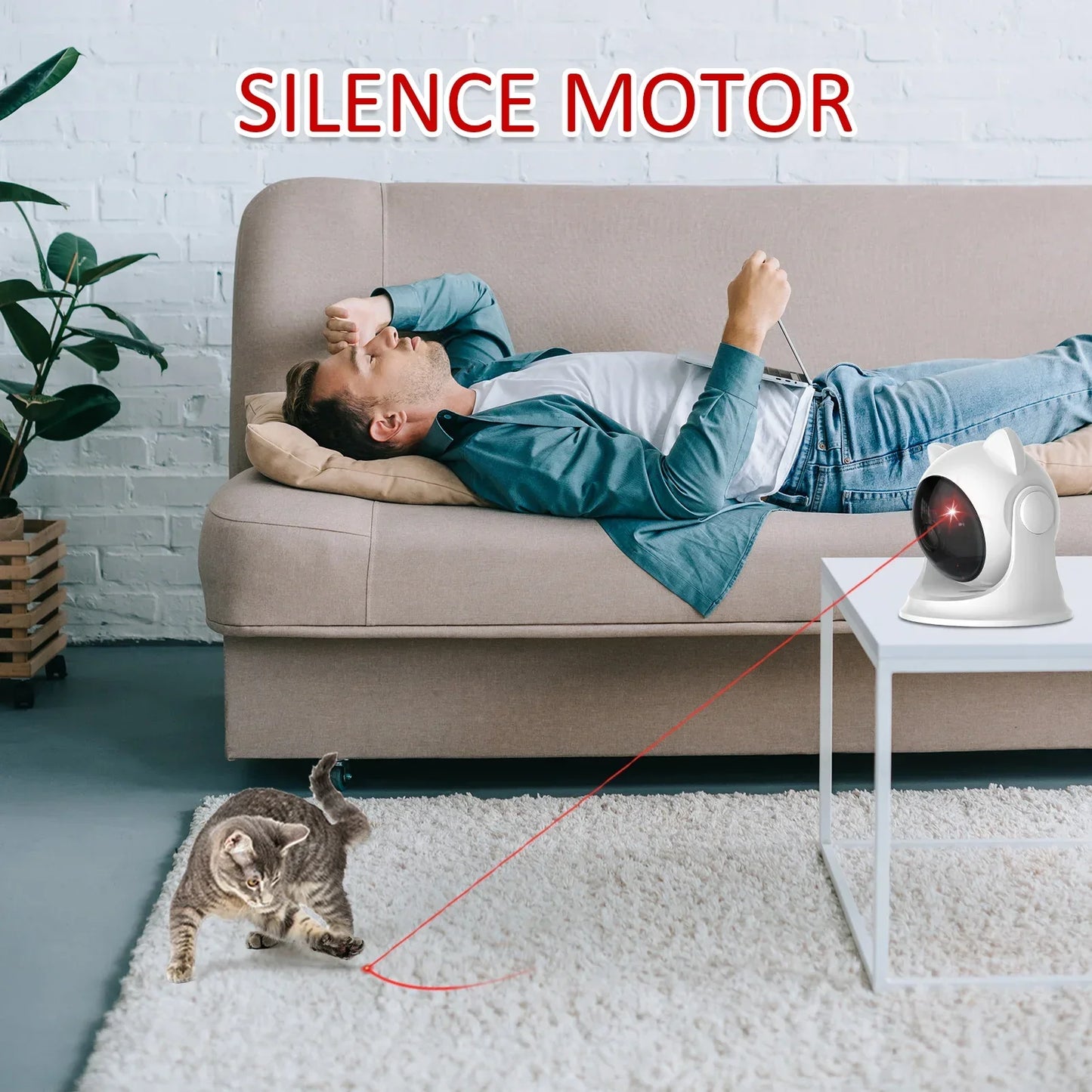 猫用レーザーおもちゃ 自動充電式モーション ランダム起動インタラクティブ猫おもちゃ 室内猫/犬/子猫用 スロー&amp;ファストモード