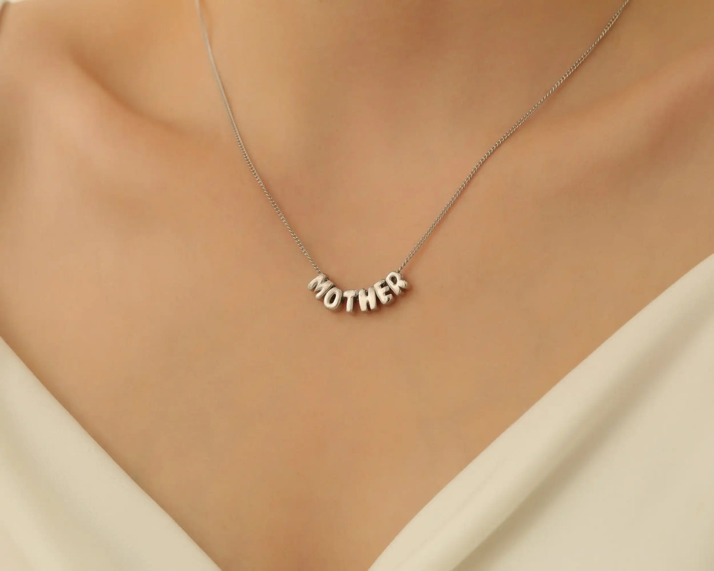 Custom Mama Necklace Sliding MOM Necklace Stainless Steel Jewelry Gift For Women Balloon Letters Mother Necklace Puffy Letter