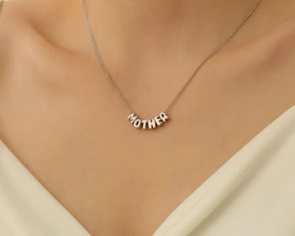 Custom Mama Necklace Sliding MOM Necklace Stainless Steel Jewelry Gift For Women Balloon Letters Mother Necklace Puffy Letter