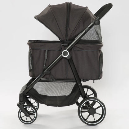 Luxury Pet Stroller Detachable and Folding Carrier Small Medium Dogs And Cats Trailer with Steel Pipe PC505 Large  Storage Bag