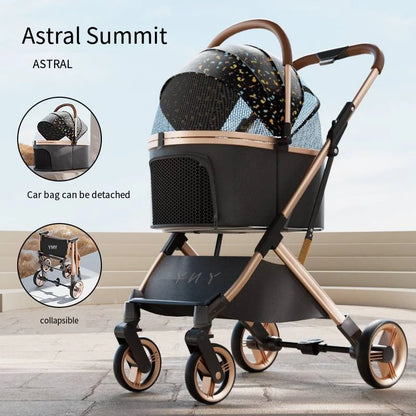 Separable High-end Pet Stroller with Multifunctional Bag Separation Ultra Easy To Carry One Click Collection Cat Dog Stroller