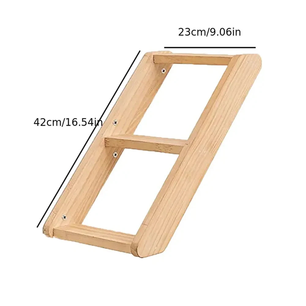 1 Piece Cat Wall Mounted Shelf Furniture Wooden Cat Bed and Scratcher Post with Climbing Ladder Steps for Kitten Play and Rest