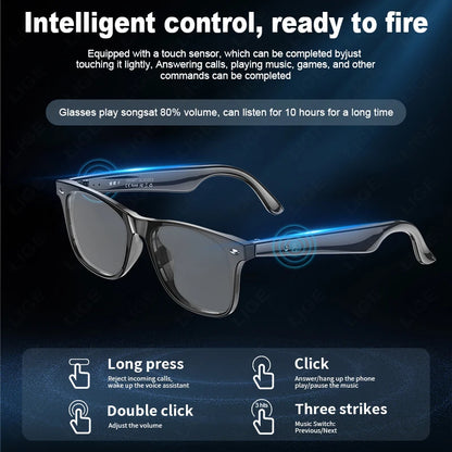Smart Glasses Camera Remote Shoot Bluetooth Call Music Stereo Mic Men Touch Sunglasses AI Voice Assistant For Android IOS Phone