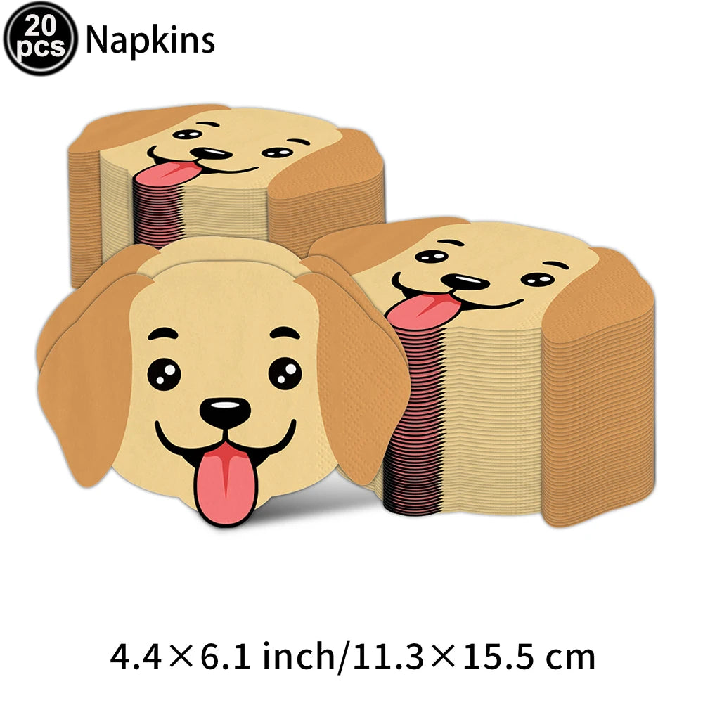 狗狗生日派對用品寵物狗一次性餐具紙盤餐巾紙杯小狗生日派對嬰兒派對裝飾品