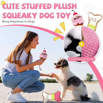 6-piece set of puppy teething toys, small dog chewing toys with ropes, cute soft rubber puppy toy set for cleaning teeth