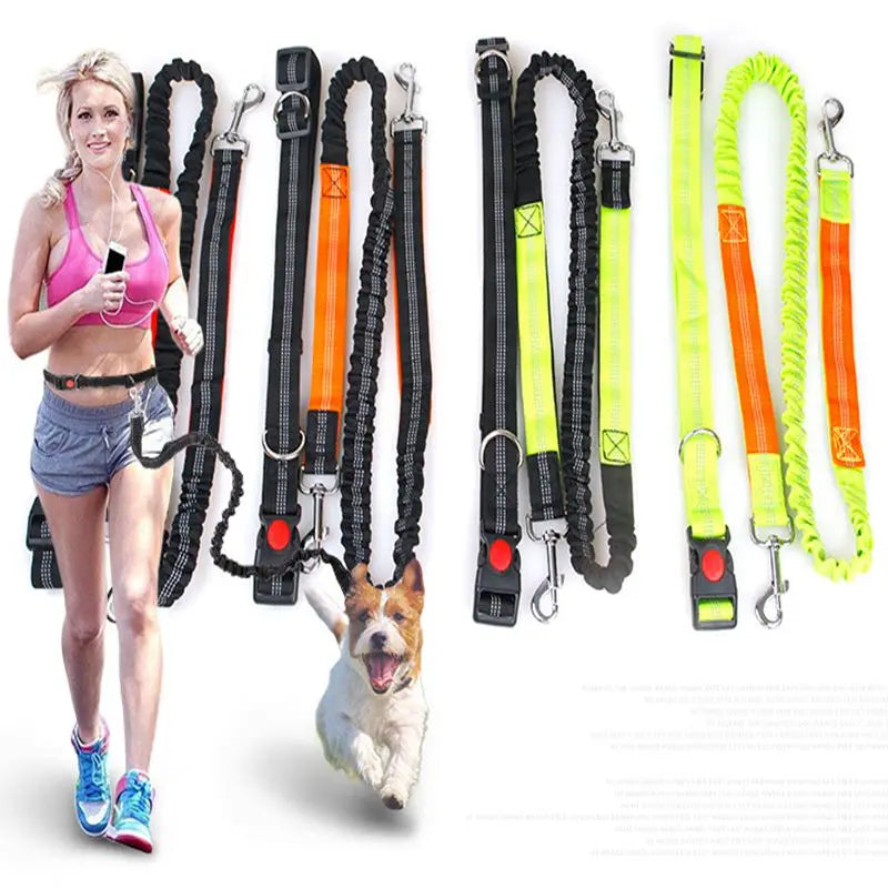 Dog Leash Hands Free Retractable Traction Rope Pet Walking Running Adjustable Waist Belt Elastic Reflective leash Pet Supplies