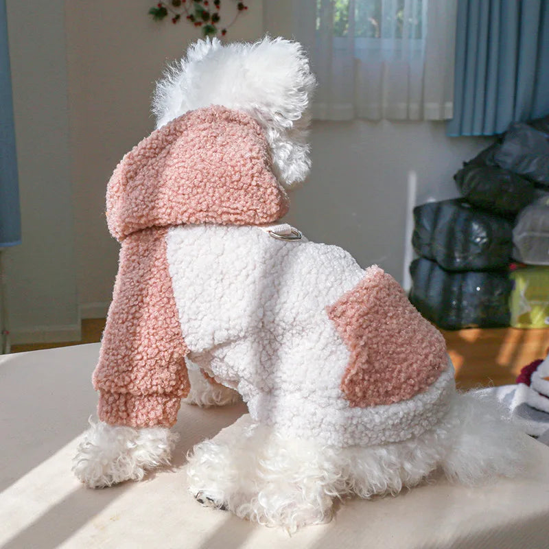 Berber Fleece Puppy Dog Hooded Sweater with Buckle Winter Warm Pet Clothes for Small Dogs Pomeranian Yorkie mascotas Sweatshirts