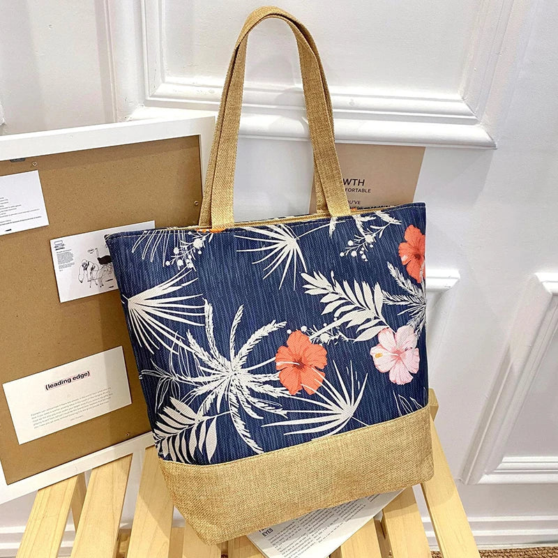 Women Handbag Floral Printed Beach Shopping Large Capacity Tote Bag Fashion Casua High Capacity Travel Ladies Shoulder Bag New