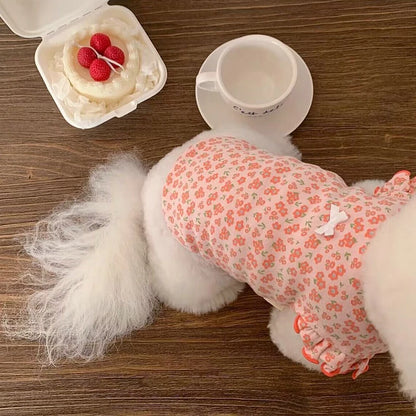 Floral Dog Vest for Summer – Flying Sleeve Girl Dog T-Shirt