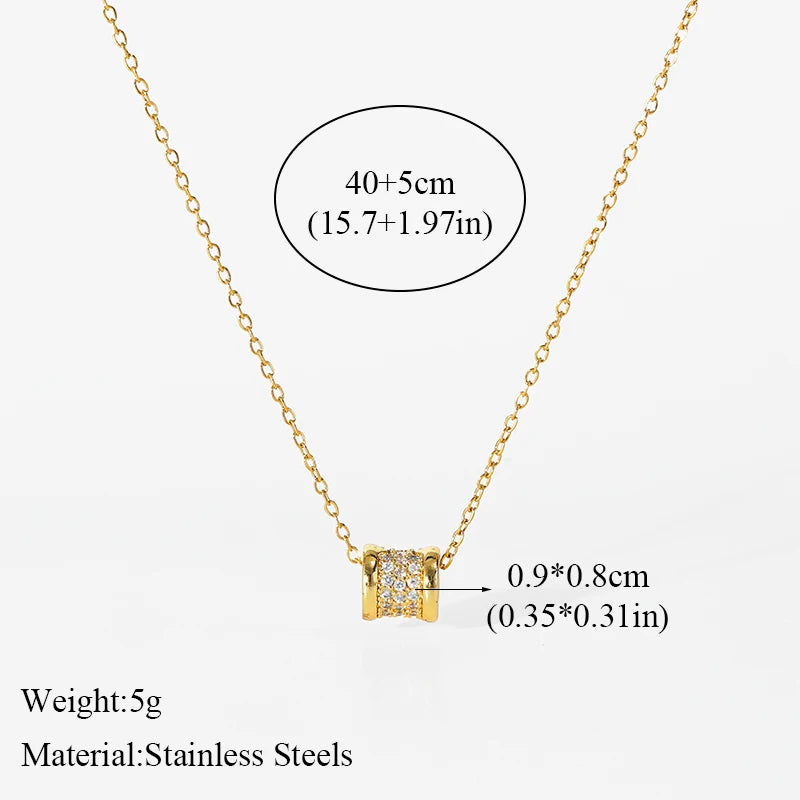 EILIECK 316L Stainless Steel Moon Pearl Zircon Puppy Pendant Necklace For Women Girl New Fashion Neck Chain Jewelry Gift Bijoux