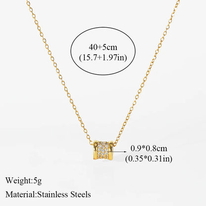 EILIECK 316L Stainless Steel Moon Pearl Zircon Puppy Pendant Necklace For Women Girl New Fashion Neck Chain Jewelry Gift Bijoux