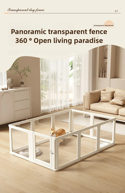 Pet Fence Fully Transparent Houses Acrylic Large Dog Fence Indoor Dog House.Large Space Dog Crate Double Suction Cup Design