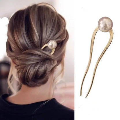 新しいパールヘアピン 韓国製 U字型メタルシェルヘアクリップピン レディース ガールズ ヘアスティック バンメーカー ヘアスタイリングアクセサリー ギフト