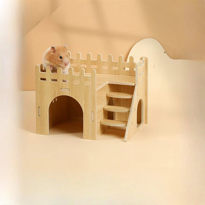 Creative Hamster Nest Wooden Fence Villa Pet Home Supplies Comfortable Sleeping Nest Simple Style Solid Color House Villa