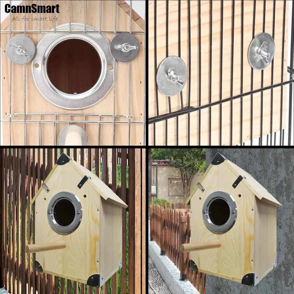 Nest for Birds with Camera Monitor Parrot Cage Pet House 360 Panoramic Secure Protection Cellphone APP Remote View Smart Motion