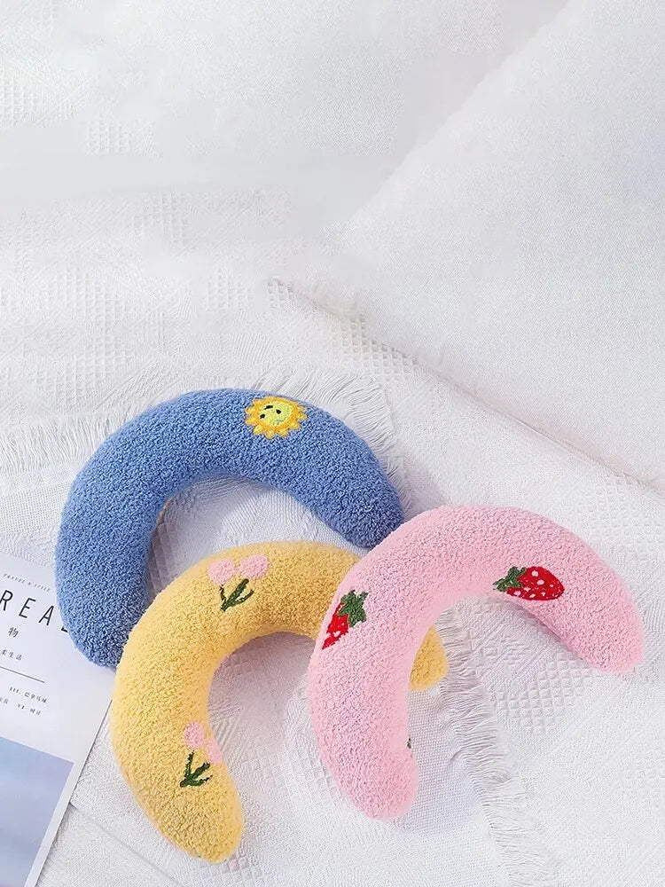 1PC Little Pillow for Cats, Ultra Soft Fluffy Pet Calming Toy Half Donut Cuddler for Joint Relief Sleeping Improve