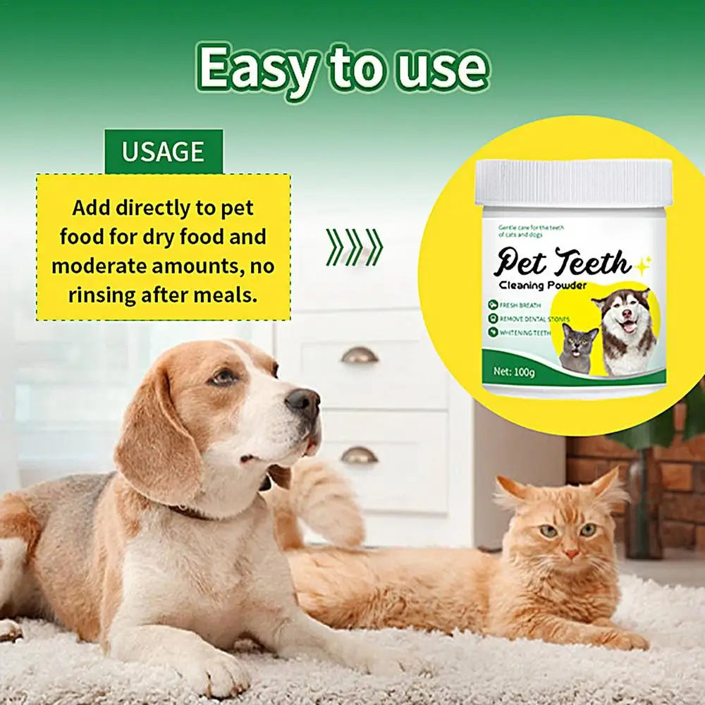 Food grade canine tooth cleaning powder, advanced care 100g formula, small and medium-sized canine tooth powder