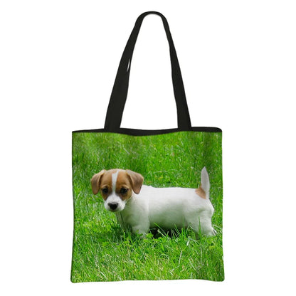 Jack Russell Terrier Women Tote Bag Labrador Print Pets Dog Student Casual Daily Use Single Handbags Portable Shoulder Bag Gift