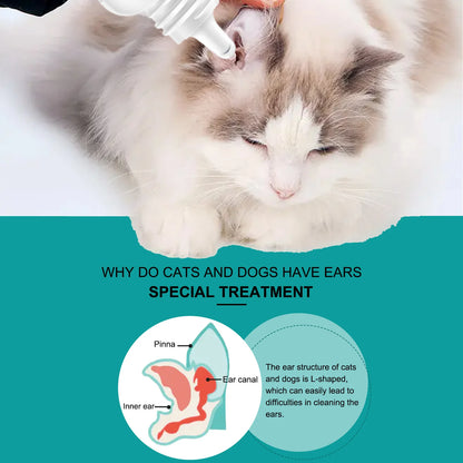 Pet Ear Cleaner Puppy Ears Mite Removal Dog Cat Clean Earwax Deodorant Infection Control Prevent Itching Soothing Dog Ear Drops