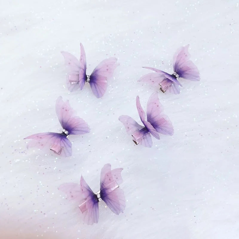 5PCS New Cute Princess Mesh Double-layer Butterfly Lovely Girls Hairpins Children Headwear Hairgrip Hair Clips Hair Accessories