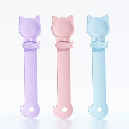 猫のしっぽの形をしたペット用給餌スプーン フードスプーン 猫用ストリップスクイーズ給餌ディスペンサー 屋内用 子犬用 子猫用 おやつ 液体フードスプーン