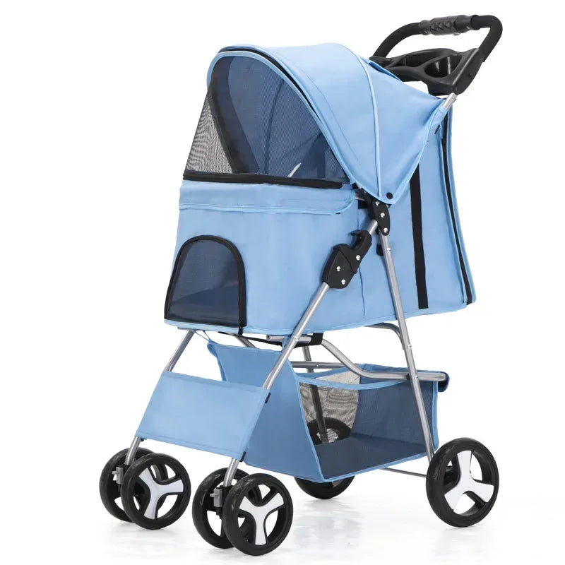 Portable Foldable Pet Stroller Four Wheel with Sunroof