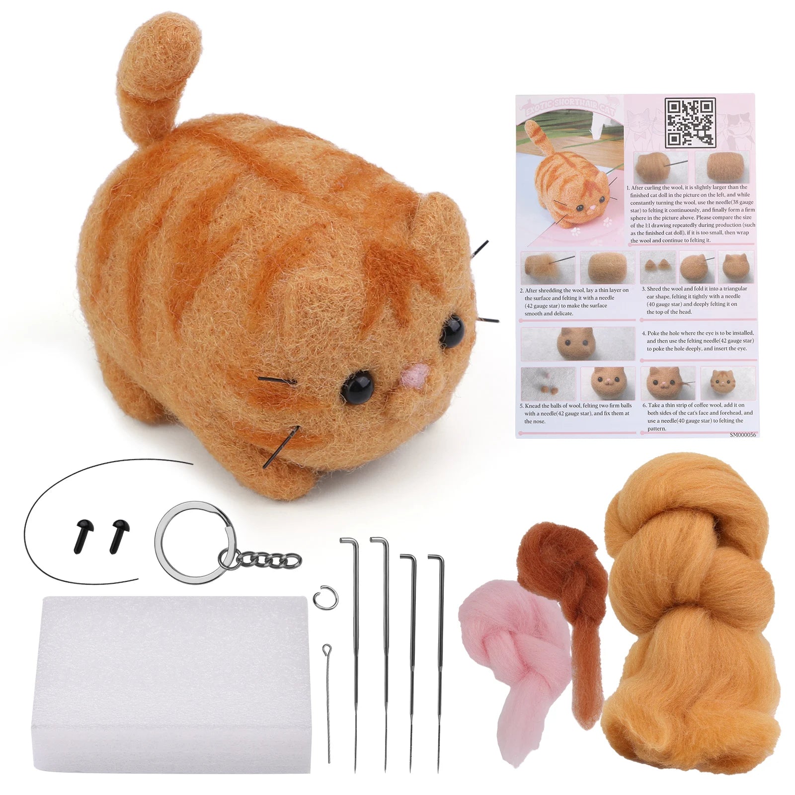 KRABALL Non-Finished Dog Cat Handmade Wool Felting Material Package For Doll Making Toy DIY Child Gift Needle Felting Tool Kit