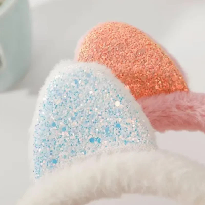 New Lovely Winter Warm Cat Ear Warmers Glitter Ears Plush Earmuffs for Women Playful Girls Ear Muffs Cold Protection Warm Hot