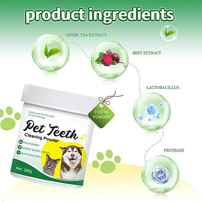 Food grade canine tooth cleaning powder, advanced care 100g formula, small and medium-sized canine tooth powder