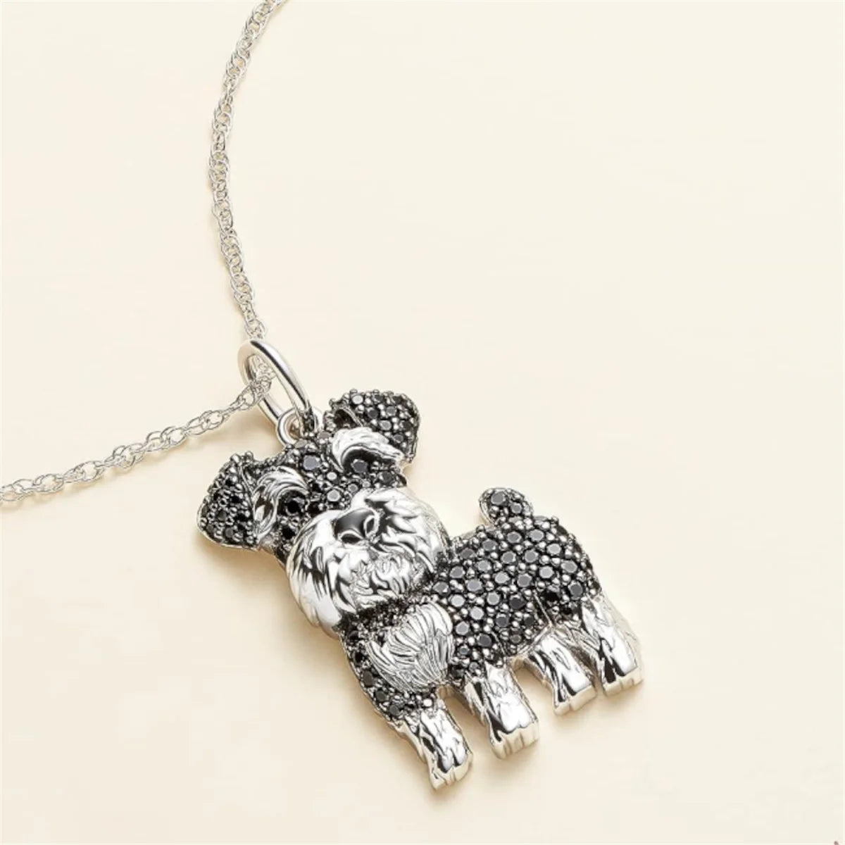 Exquisite and Cute Schnauzer Dog Pendant Necklace for Women Elegant Pet Puppy Jewelry Animal Accessories